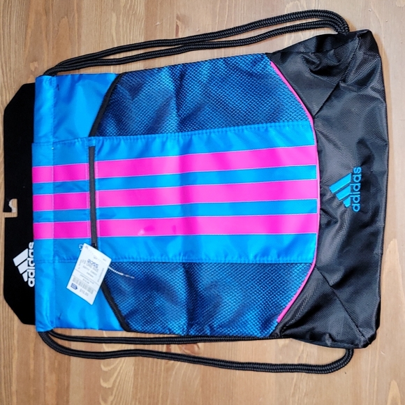 Adidas fat stripes ii sacksck backpack ,shock blue and pink, black